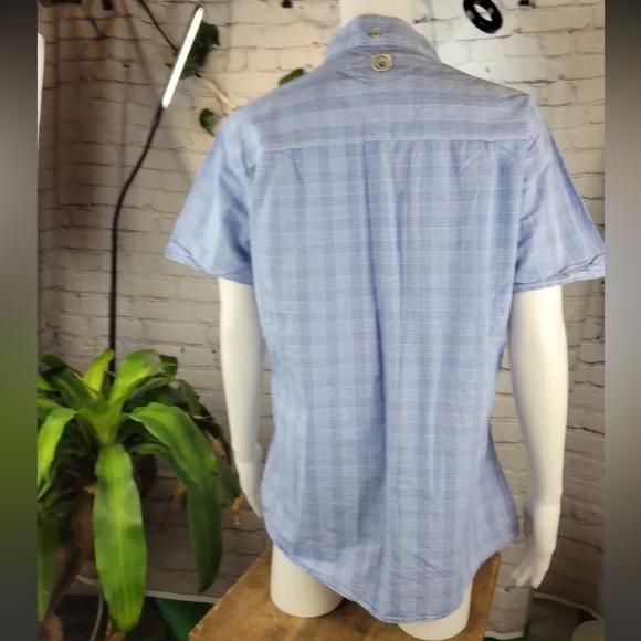 DUCK & COVER UK blue plaid cotton shirt, pocket detail - Picture 5 of 6